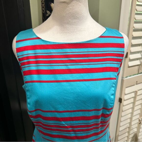 Talbots Blue and Red Striped A Line Dress Size 10 - Picture 2 of 11